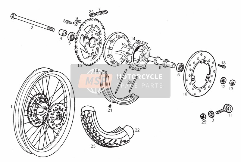 Derbi SENDA 50 SM X-TREM 2a EDICION 2003 Rear Wheel for a 2003 Derbi SENDA 50 SM X-TREM 2a EDICION