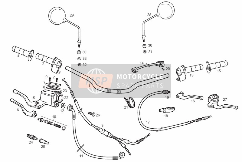 Derbi SENDA 50 SM X-TREM E2 2004 Manubrio - Controlli per un 2004 Derbi SENDA 50 SM X-TREM E2