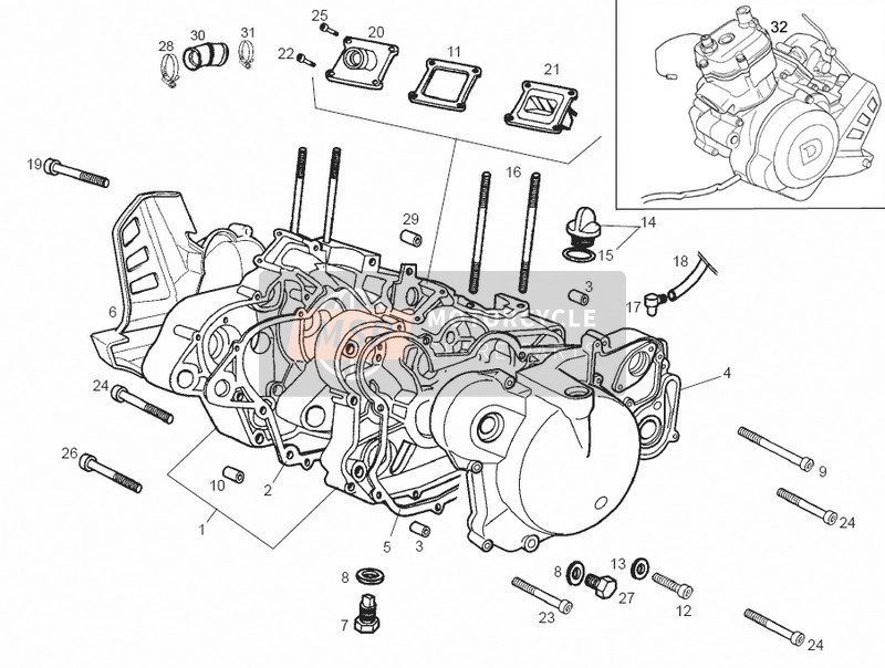 Derbi SENDA 50 SM X-TREM E2 3 EDICION 2006 Carters para un 2006 Derbi SENDA 50 SM X-TREM E2 3 EDICION