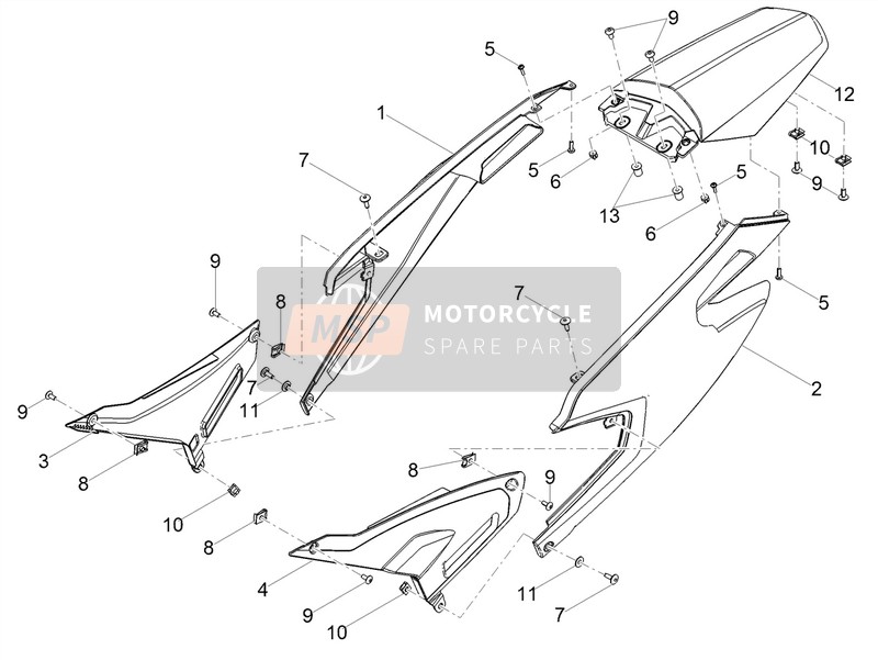 Derbi Senda X-Treme 50 R E4 2018 Cuerpo trasero para un 2018 Derbi Senda X-Treme 50 R E4