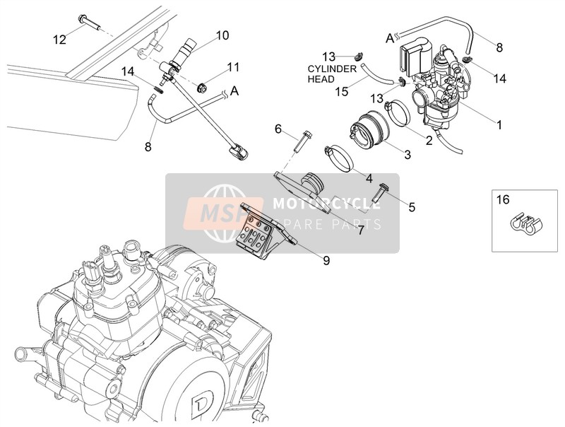 Derbi Senda X-Treme 50 R E4 2018 Carburateur pour un 2018 Derbi Senda X-Treme 50 R E4