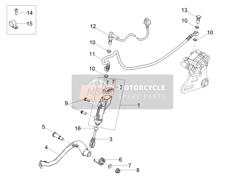 Derbi Senda X-Treme 50 R E4 2018 Hauptzylinder hinten für ein 2018 Derbi Senda X-Treme 50 R E4