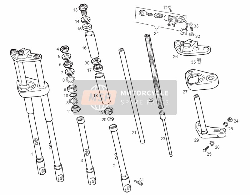 00F02023713, Fork Assy, Piaggio, 1