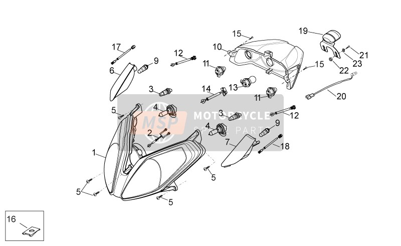 Derbi VARIANT SPORT 125 4T E3 2012 Lights for a 2012 Derbi VARIANT SPORT 125 4T E3