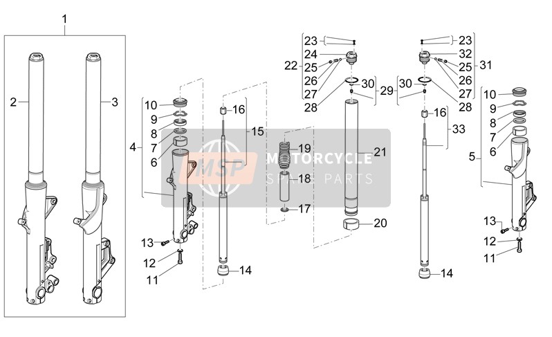 981095, Gruppo Gamba Diam 45 Sx, Piaggio, 0