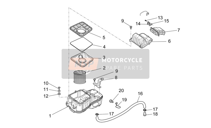 Moto Guzzi 1200 Sport 8V 2008 Boite d'air pour un 2008 Moto Guzzi 1200 Sport 8V