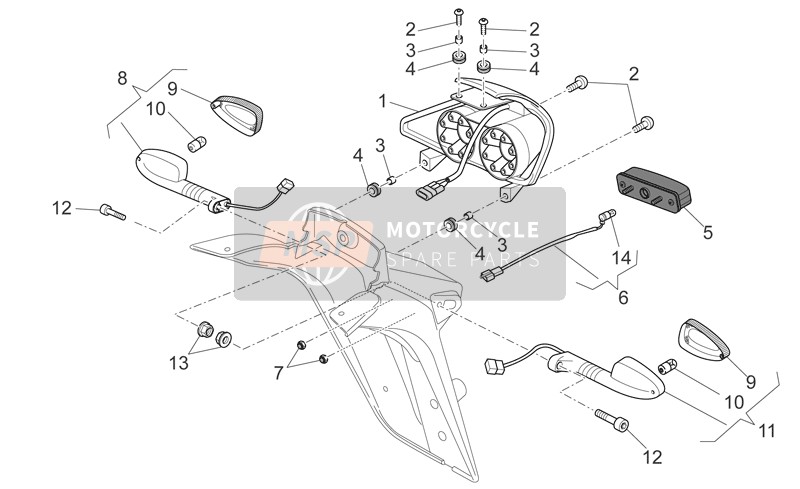 Moto Guzzi 1200 Sport 8V 2008 Feu Arrière pour un 2008 Moto Guzzi 1200 Sport 8V