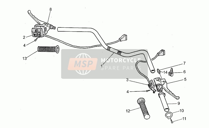 Moto Guzzi 850 T5 III Serie Civile 850 1985 Guidon - Les contrôles pour un 1985 Moto Guzzi 850 T5 III Serie Civile 850