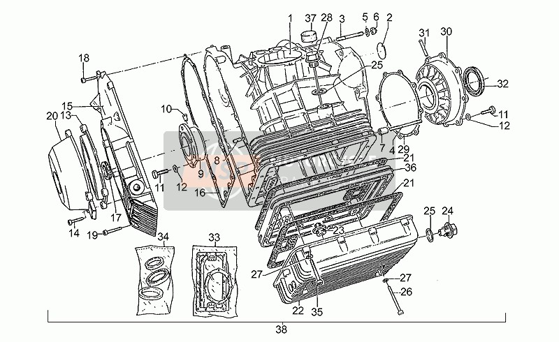 Moto Guzzi 850 T5 Polizia VecchioTipo 850 1985 Crankcase for a 1985 Moto Guzzi 850 T5 Polizia VecchioTipo 850