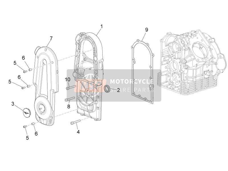 Moto Guzzi Audace 1400 Carbon E4 ABS 2018 Caja del cigüeñal I (2) para un 2018 Moto Guzzi Audace 1400 Carbon E4 ABS