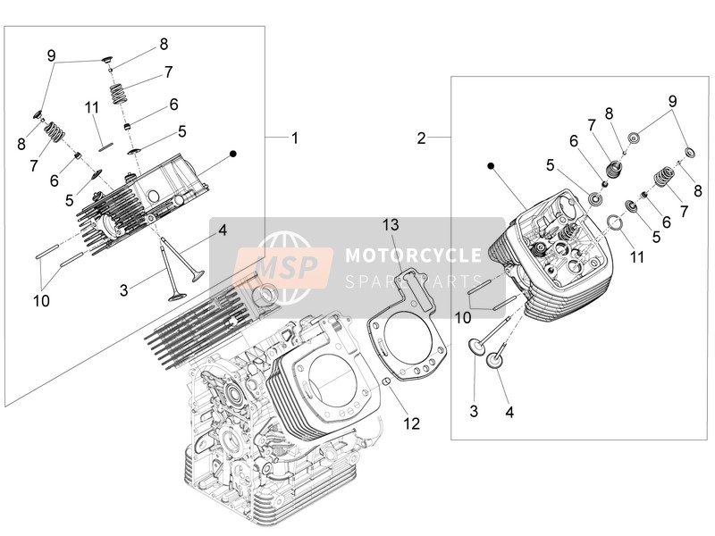Moto Guzzi Audace 1400 Carbon E4 ABS 2018 Cylinder Head - Valves for a 2018 Moto Guzzi Audace 1400 Carbon E4 ABS