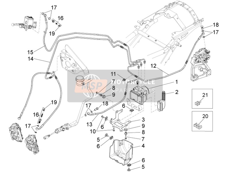 Moto Guzzi Audace 1400 Carbon E4 ABS 2018 ABS Sistema de frenos para un 2018 Moto Guzzi Audace 1400 Carbon E4 ABS
