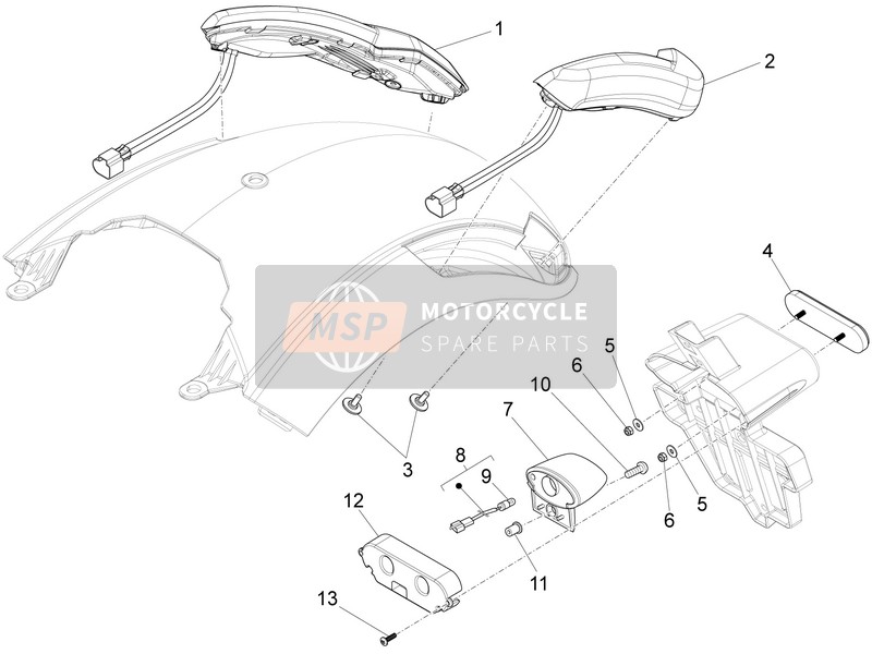 Moto Guzzi Audace 1400 Carbon E4 ABS 2018 Luci posteriori per un 2018 Moto Guzzi Audace 1400 Carbon E4 ABS