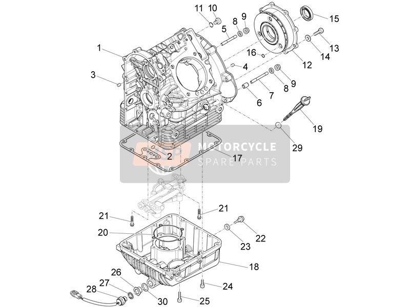 Moto Guzzi Audace 1400 2015 Crankcase I for a 2015 Moto Guzzi Audace 1400