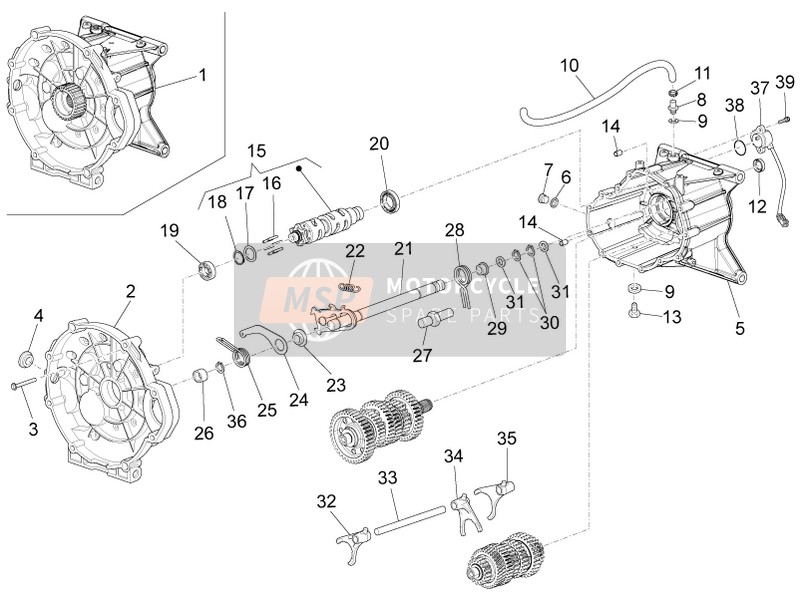 Moto Guzzi Audace 1400 2015 Getriebekasten/Wählhebel/Schaltwalze für ein 2015 Moto Guzzi Audace 1400