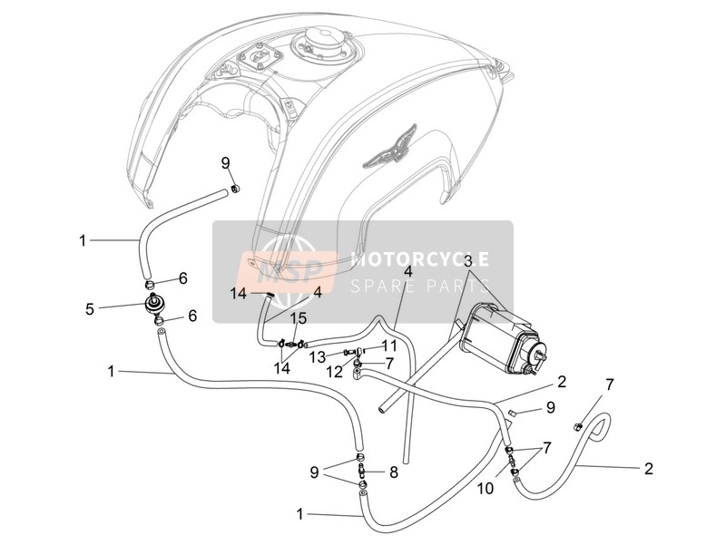 Moto Guzzi Audace 1400 (USA) 2016 Fuel Vapour Recover System for a 2016 Moto Guzzi Audace 1400 (USA)