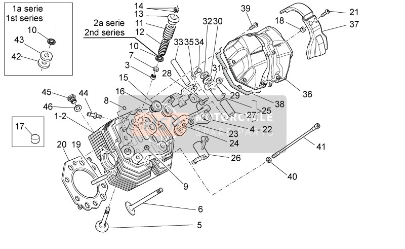 Moto Guzzi Breva 1200 2007 Cabeza de cilindro y válvulas II para un 2007 Moto Guzzi Breva 1200