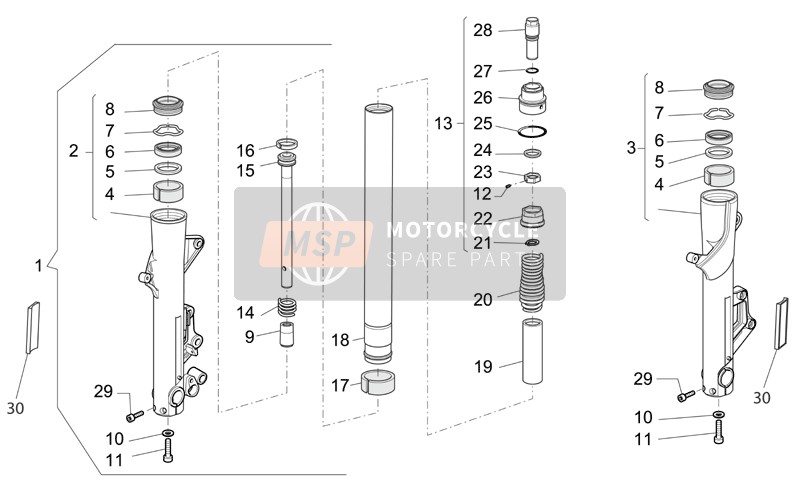 Moto Guzzi Breva V IE 1100 2007 Tenedor frontal para un 2007 Moto Guzzi Breva V IE 1100