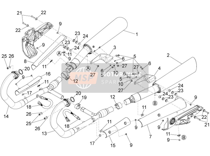 2B003738, Auspuffsammelrohr L., Piaggio, 0