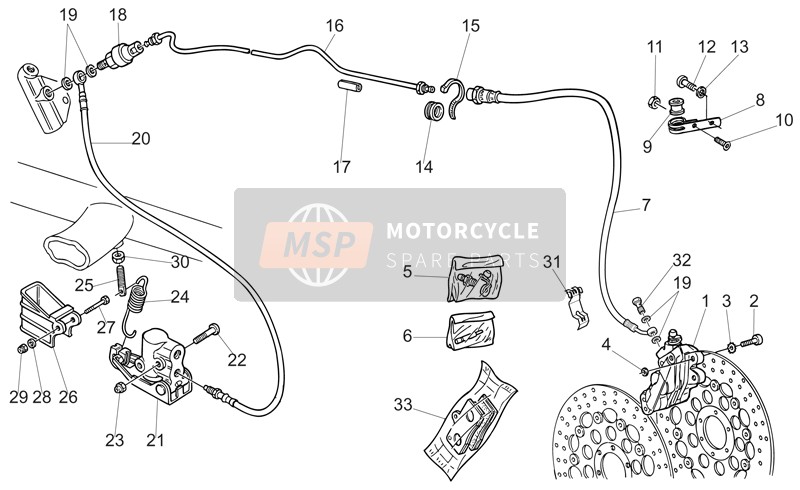 Moto Guzzi California Alum. - Tit. PI Cat. 1100 2004 LH Sistema de freno delantero para un 2004 Moto Guzzi California Alum. - Tit. PI Cat. 1100