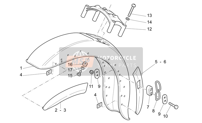 Moto Guzzi California EV-EV Touring PI 1100 2002 Parafango anteriore per un 2002 Moto Guzzi California EV-EV Touring PI 1100