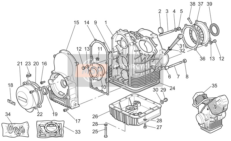 Moto Guzzi California EV PI Cat. 1100 2005 Crank-Case for a 2005 Moto Guzzi California EV PI Cat. 1100