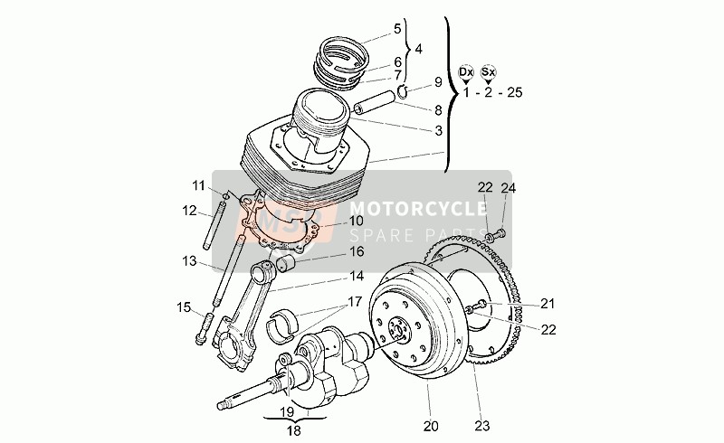 Moto Guzzi California Special 1100 2000 Arbre de transmission - Cylindre - Piston pour un 2000 Moto Guzzi California Special 1100