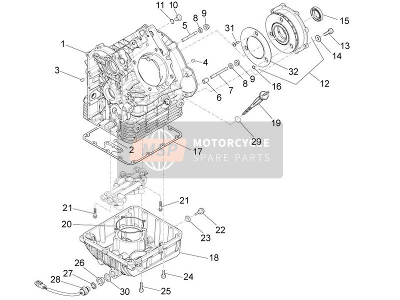 Moto Guzzi Eldorado 1400 2016 Kurbelgehäuse I für ein 2016 Moto Guzzi Eldorado 1400