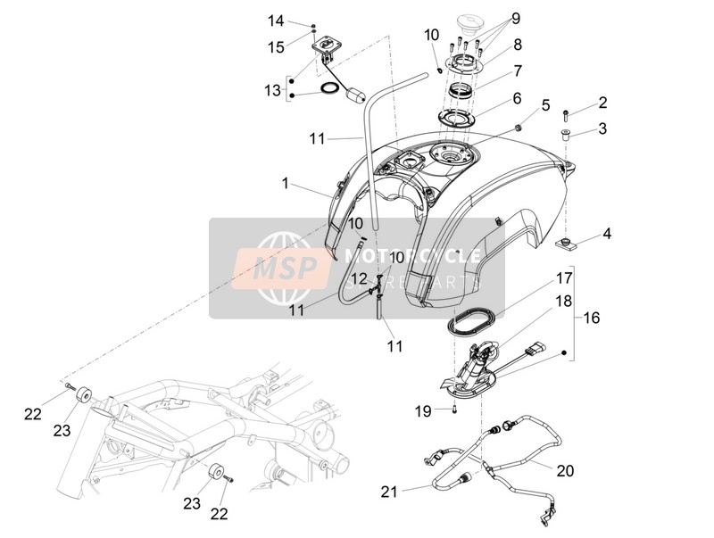 2B000147000YR6, Fuel Tank. Red, Piaggio, 0