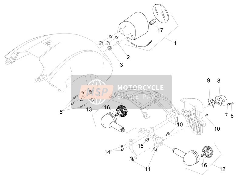 Moto Guzzi Eldorado 1400 (USA) 2016 Luces traseras para un 2016 Moto Guzzi Eldorado 1400 (USA)