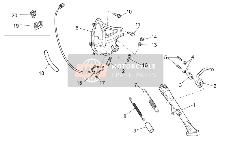 Moto Guzzi Griso S.E. 1200 8V 2016 Support latéral pour un 2016 Moto Guzzi Griso S.E. 1200 8V