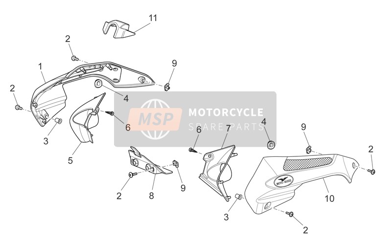 Moto Guzzi Griso S.E. 1200 8V 2015 Vorderer Karosseriebereich - Kanal für ein 2015 Moto Guzzi Griso S.E. 1200 8V