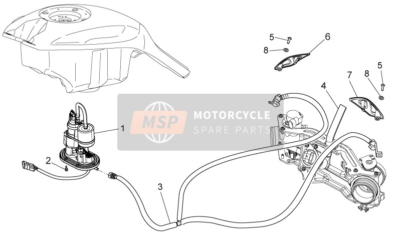 Moto Guzzi Griso S.E. 1200 8V 2015 Suministro de combustible para un 2015 Moto Guzzi Griso S.E. 1200 8V