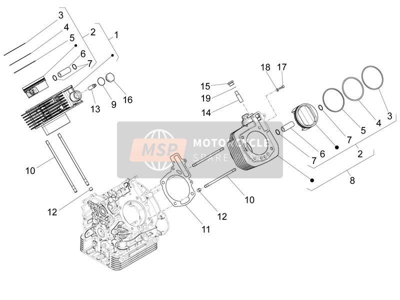 Moto Guzzi MGX 21 FLYING FORTRESS 1400 ABS (ASIA) 2017 Zylinder - Kolben für ein 2017 Moto Guzzi MGX 21 FLYING FORTRESS 1400 ABS (ASIA)