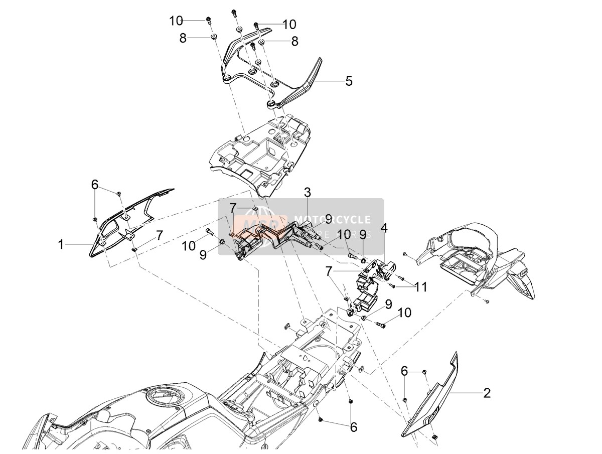 2B009872000V14, Rh Rear Cover, Piaggio, 0