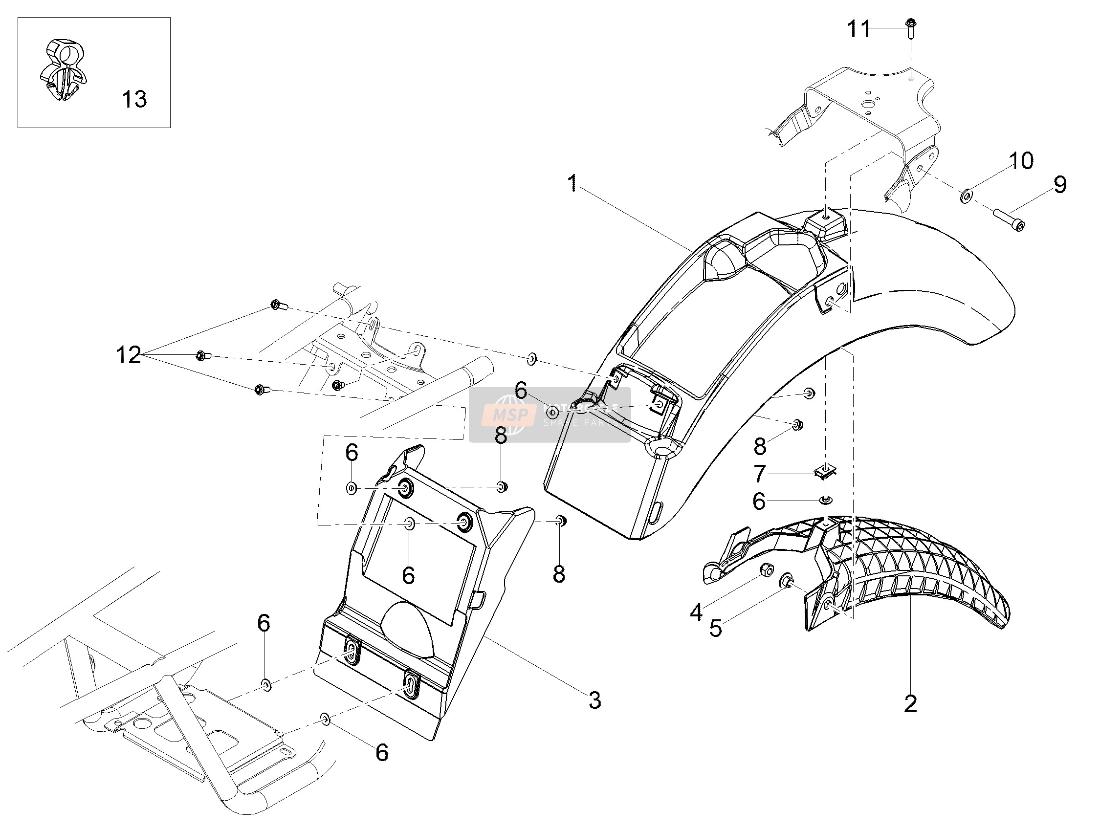 97894600YN7, Parafango Pos, Piaggio, 0