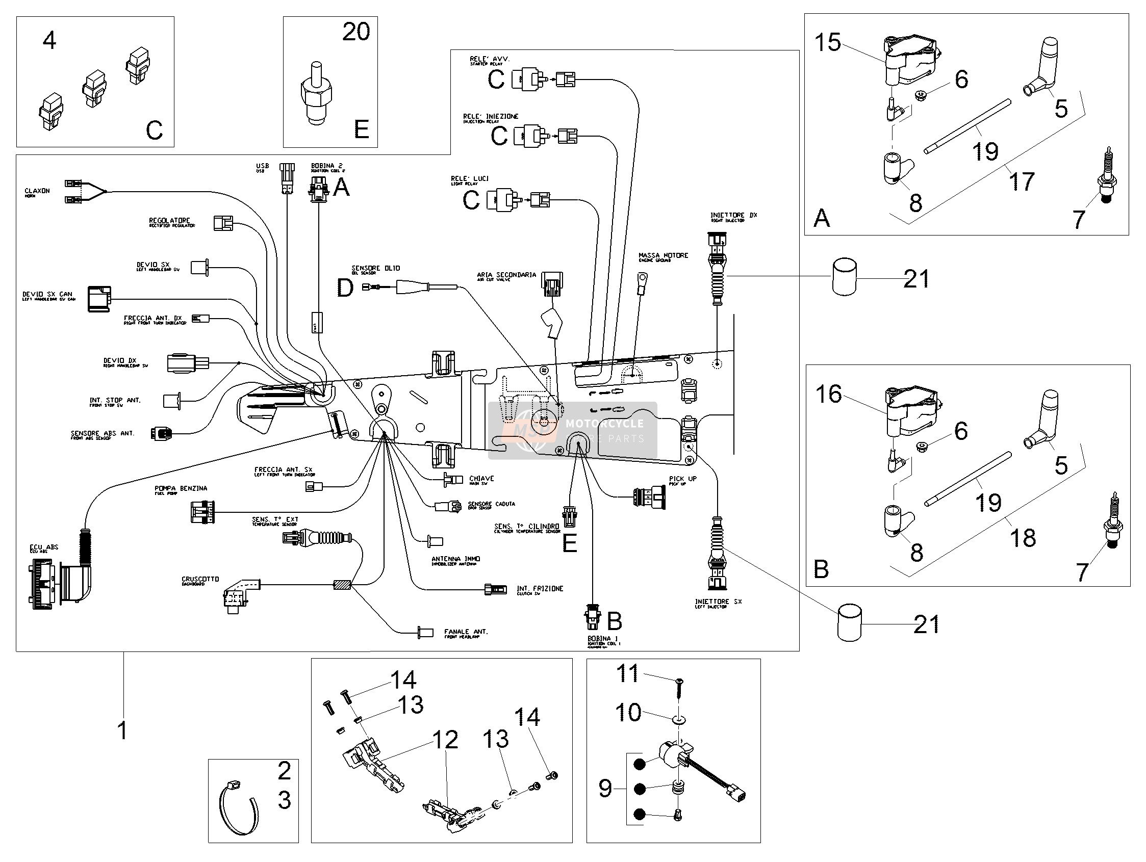 2D000520, Hauptverkabelung, Piaggio, 0