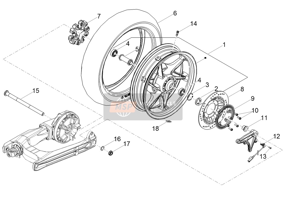 Moto Guzzi V7 Stone Corsa 850 E5 ABS (EU) 2023 HINTERRAD für ein 2023 Moto Guzzi V7 Stone Corsa 850 E5 ABS (EU)