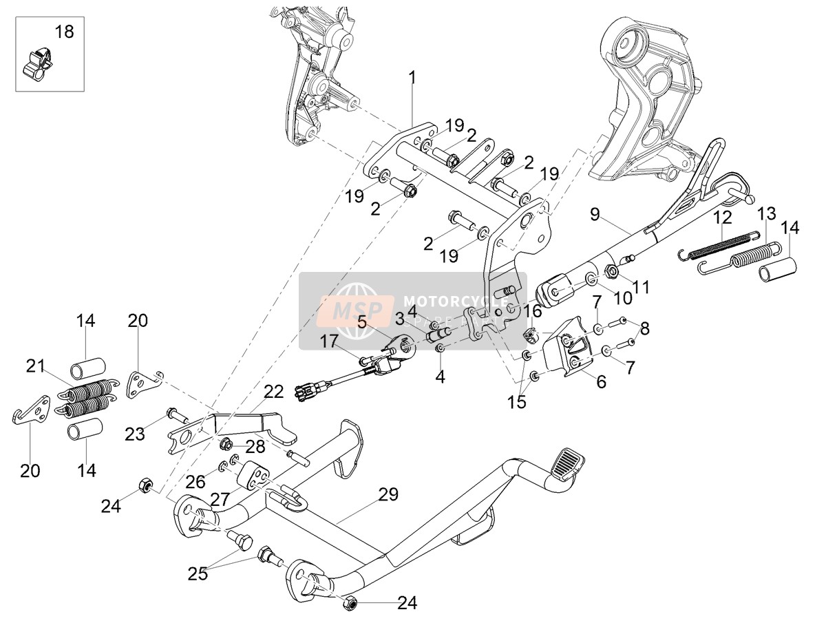 2B005627, Central Stand With Ip, Piaggio, 1