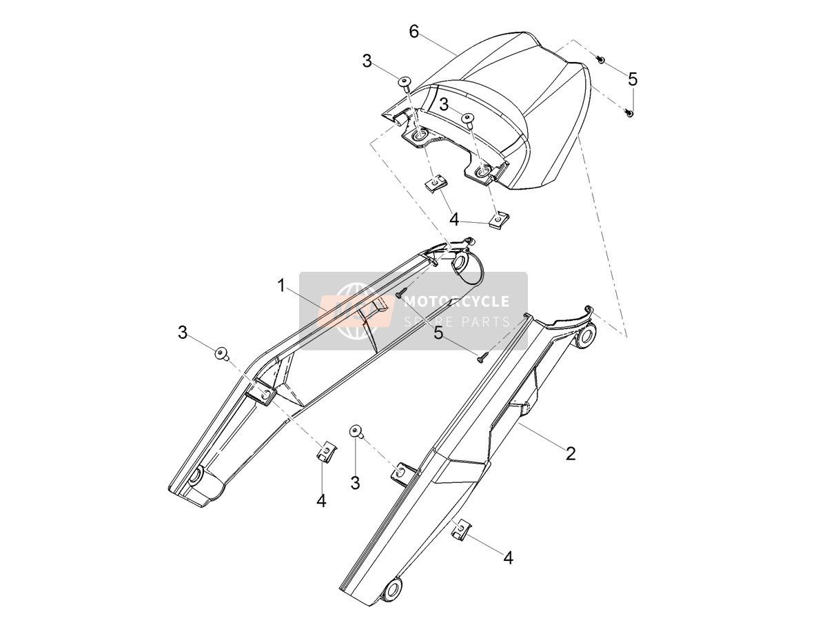Moto Guzzi V85 TT Travel Pack 850 E5 ABS (EU) 2021 Corps arrière pour un 2021 Moto Guzzi V85 TT Travel Pack 850 E5 ABS (EU)