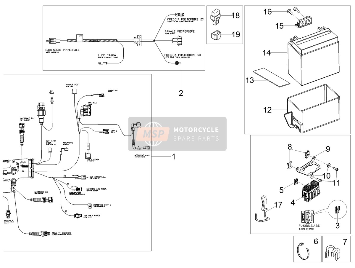 Moto Guzzi V9 Bobber 850 SE E5 ABS (EU) 2023 Rear electrical system for a 2023 Moto Guzzi V9 Bobber 850 SE E5 ABS (EU)