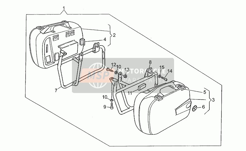 Moto Guzzi Nevada 350 1997 Kit de boîtier supérieur rigide pour un 1997 Moto Guzzi Nevada 350