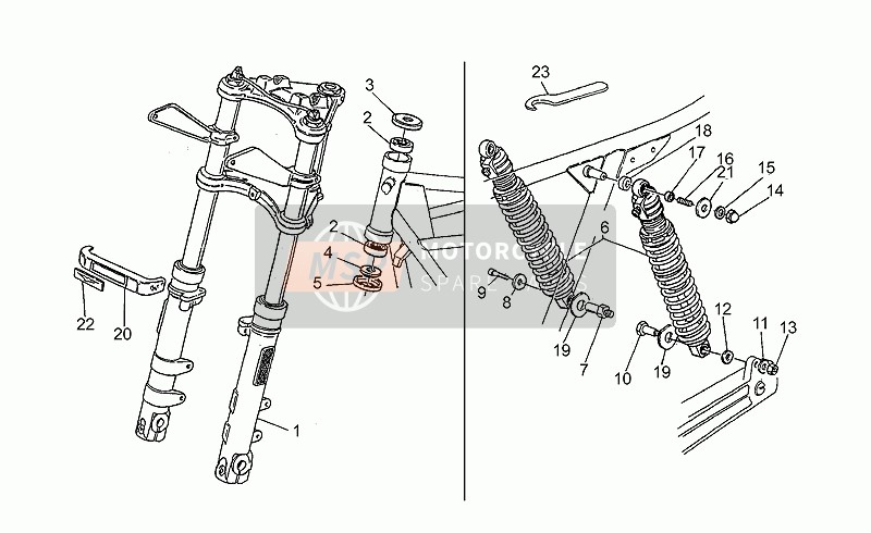 Moto Guzzi Nevada 750 1994 F.Fork-R.Shock Absorber for a 1994 Moto Guzzi Nevada 750