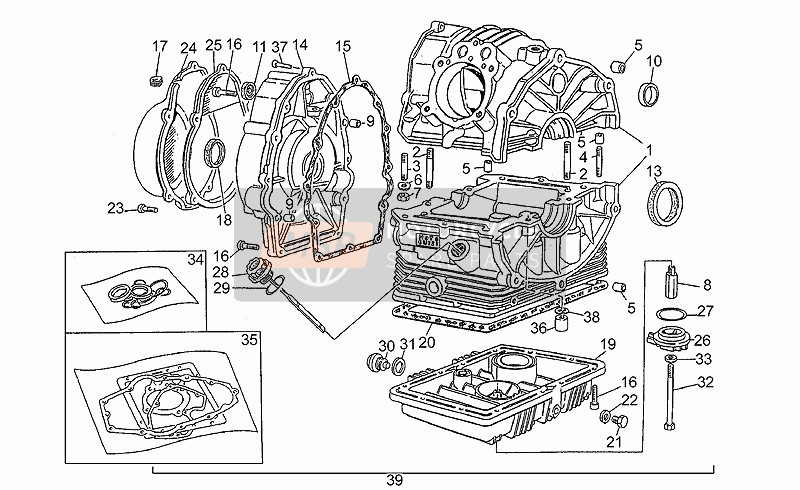 Moto Guzzi Nevada 750 1994 Kurbelgehäuse für ein 1994 Moto Guzzi Nevada 750