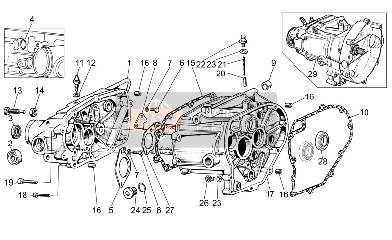 Moto Guzzi Nevada Base-Club 750 2002 Jaula de transmisión para un 2002 Moto Guzzi Nevada Base-Club 750