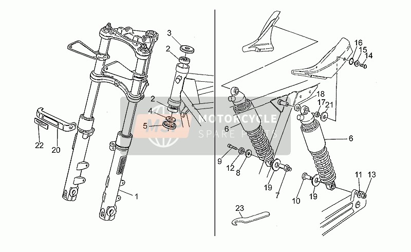 Moto Guzzi Nevada Club 750 1998 F.Fork-R.Shock Absorber for a 1998 Moto Guzzi Nevada Club 750