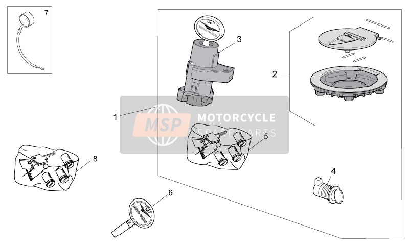 Moto Guzzi Norge 1200 IE 8V Polizia Stradale 2014 Lock Hardware Kit for a 2014 Moto Guzzi Norge 1200 IE 8V Polizia Stradale