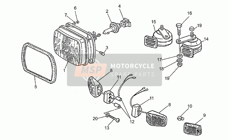 Moto Guzzi SP 750 1990 Headlight-Horn for a 1990 Moto Guzzi SP 750