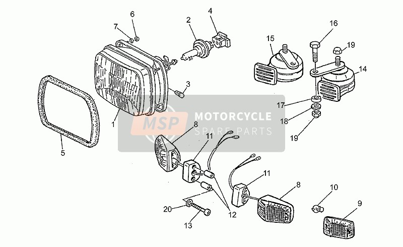 Moto Guzzi SP 750 1991 Scheinwerfer-Hupe für ein 1991 Moto Guzzi SP 750