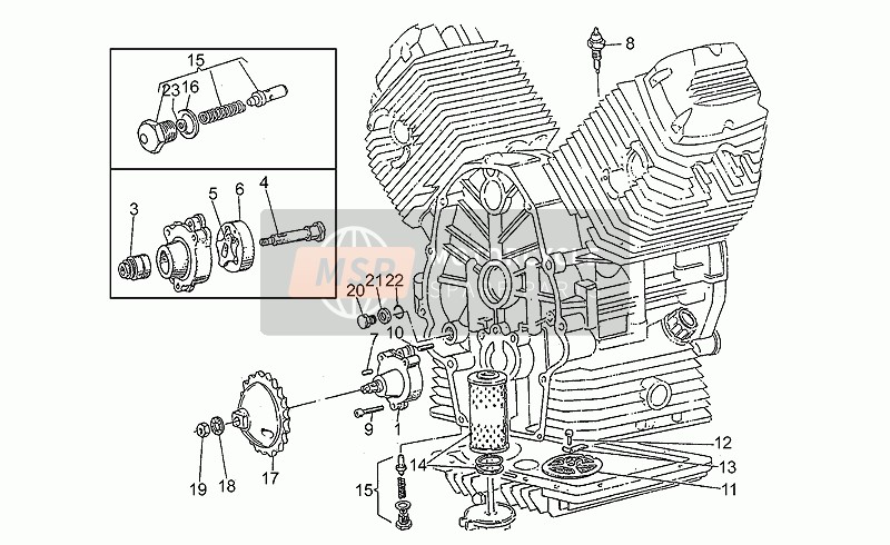 Moto Guzzi SP 750 1990 Oliepomp voor een 1990 Moto Guzzi SP 750